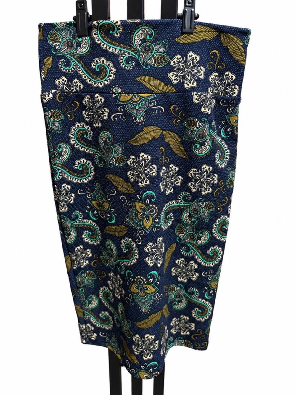 Navy Paisley Floral Pencil Skirt